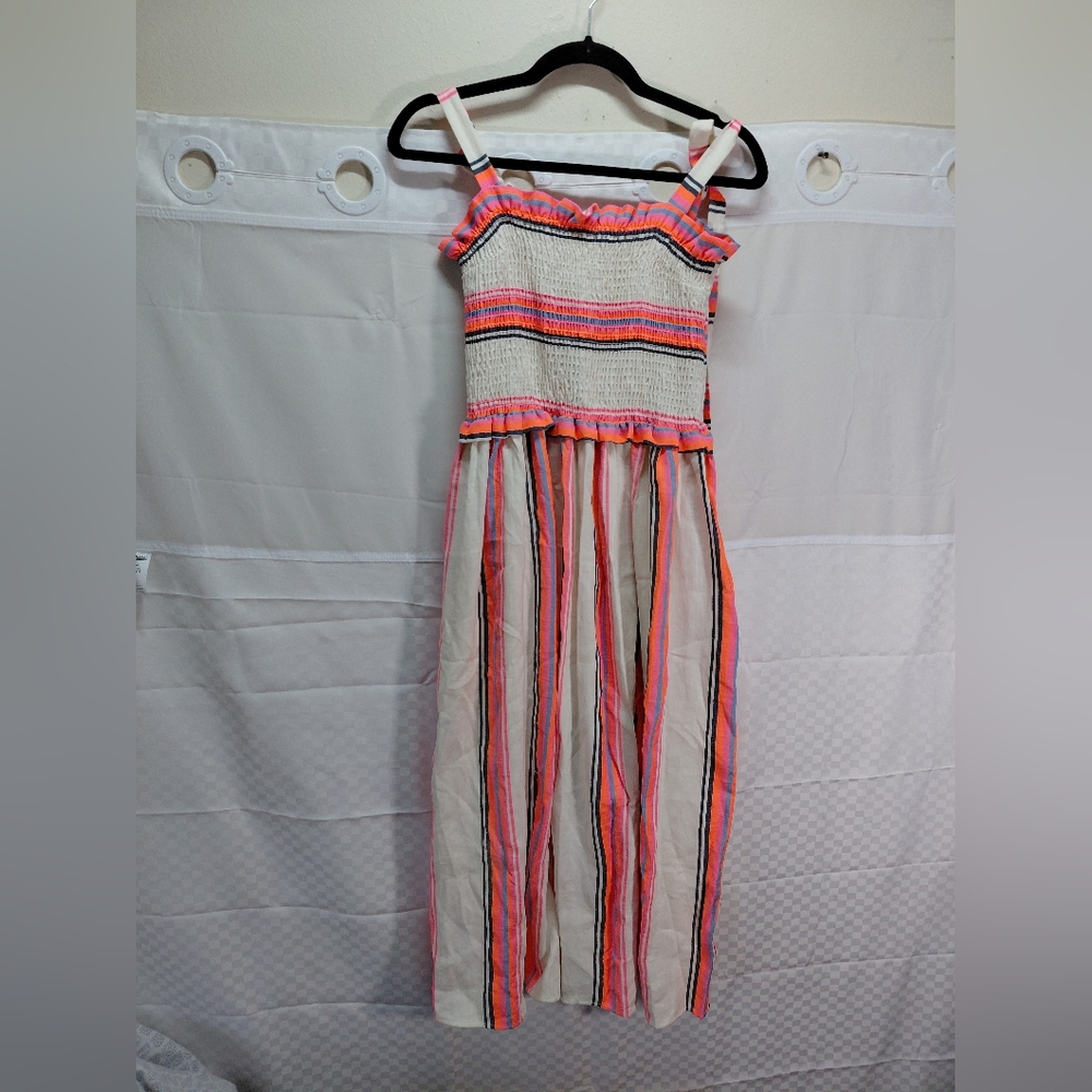 Corey Lynn Calter Cream Jumpsuit with Pink, Orange & Navy Stripes